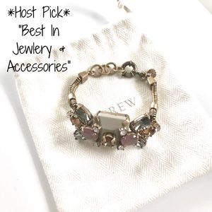 πHP!π J. Crew Gold Crystal and Stone Row Bracelet